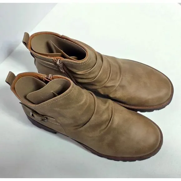 Eurosoft bv Sofft Ariva Side Buckle Ruched Boots Chunky Sz 9.5 Stone Brown $89 - Picture 4 of 12